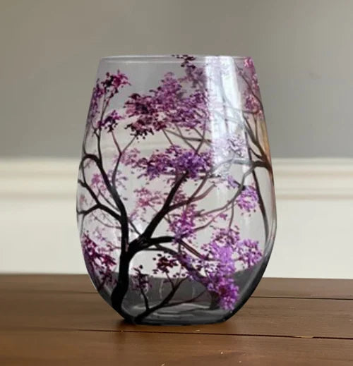 Four Seasons Tree Wine Glasses Hand-Painted Artistic Design For Elegant Sipping-Glassware-Unique Casa-Autumn-Glass without stem-Unique Casa