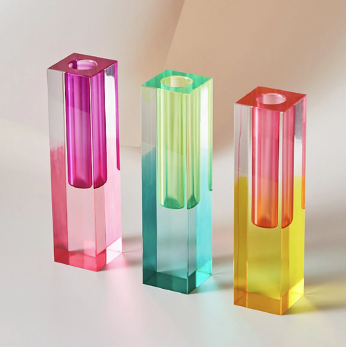 Acrylic Prism Vase & Organizer - Functional & Decorative Desk Accessory for Modern Interiors