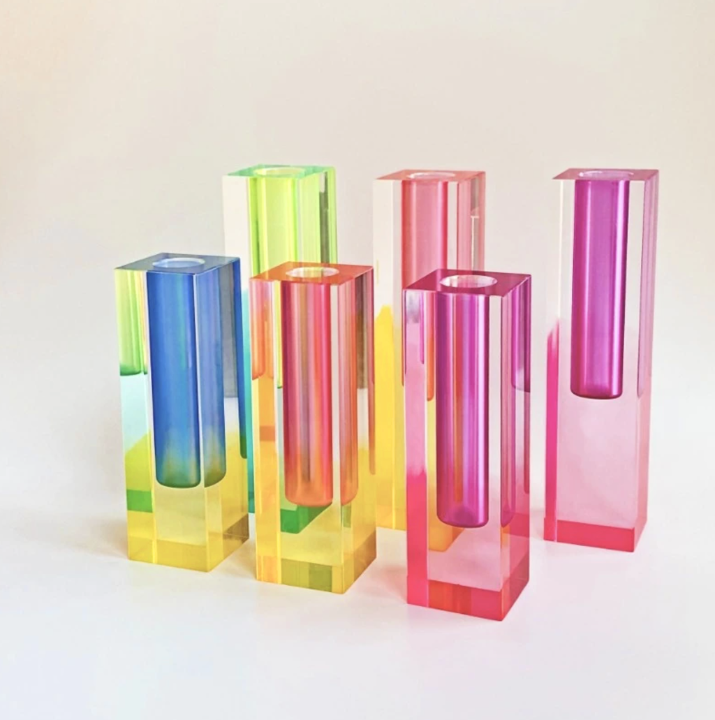 Acrylic Prism Vase & Organizer - Functional & Decorative Desk Accessory for Modern Interiors