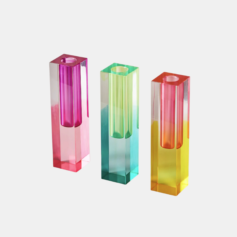Acrylic Prism Vase & Organizer - Functional & Decorative Desk Accessory for Modern Interiors