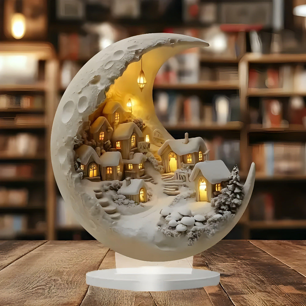 Acrylic Moonlight Village Wall Art Decor – Dreamy Home Accent for Any Room 1