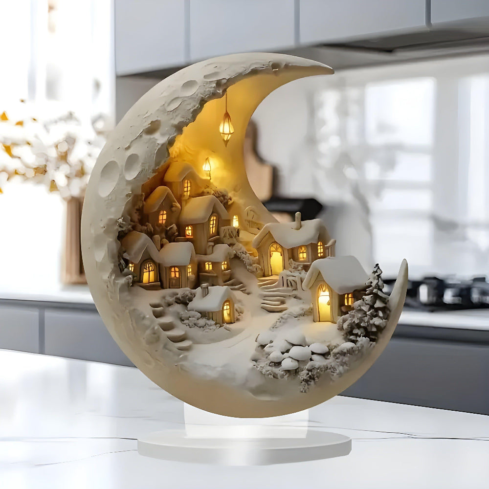 Acrylic Moonlight Village Wall Art Decor – Dreamy Home Accent for Any Room 2