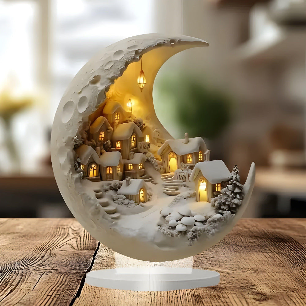 Acrylic Moonlight Village Wall Art Decor – Dreamy Home Accent for Any Room 4