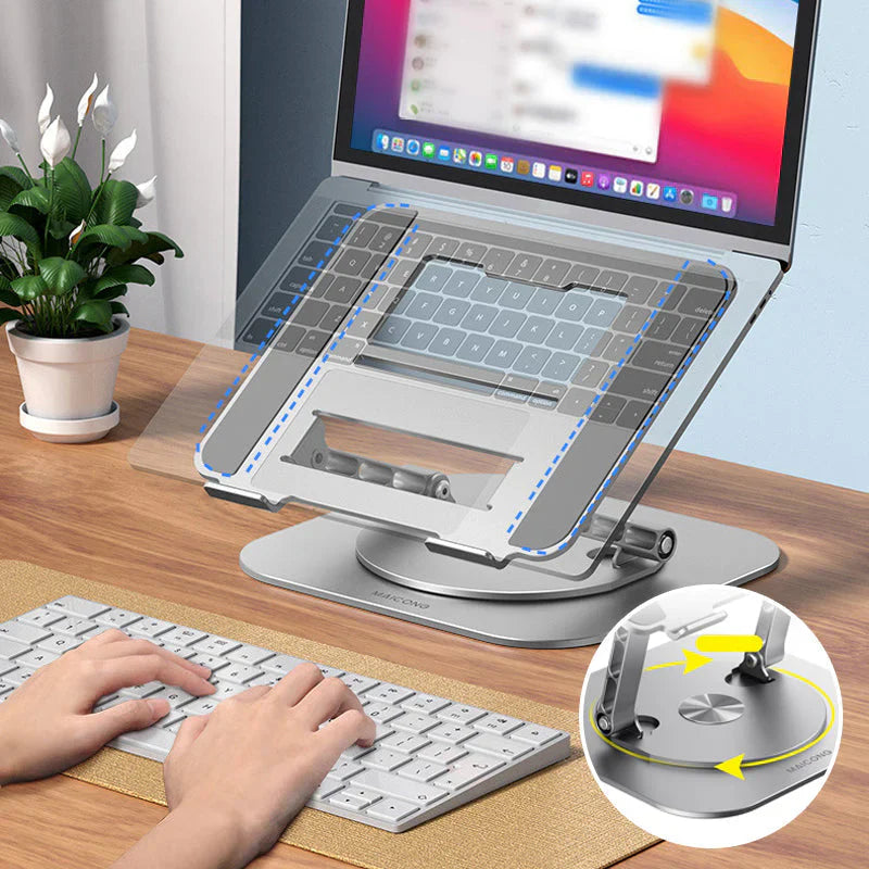 Aluminum Laptop Stand - 360° Rotatable Design for Ergonomic Work Setup