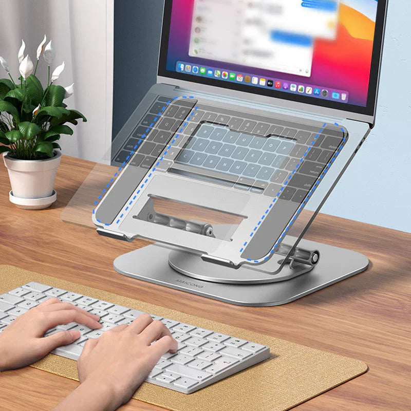 Aluminum Laptop Stand - 360° Rotatable Design for Ergonomic Work Setup