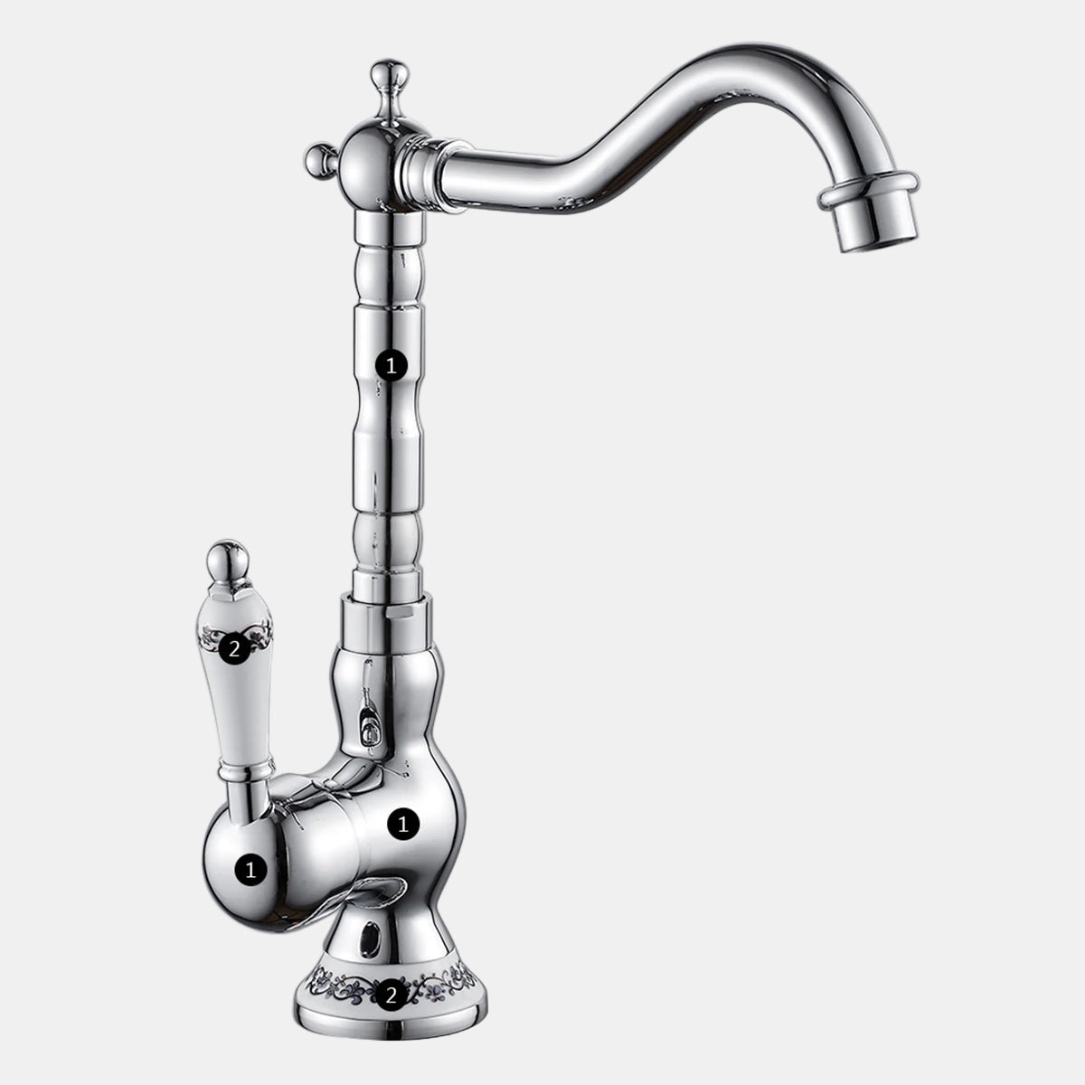 Antique Brass Kitchen Faucet with Ceramic Lever – 360° Rotating Mixer Tap 0