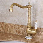Antique Brass Kitchen Faucet with Ceramic Lever – 360° Rotating Mixer Tap 2
