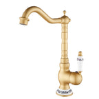 Antique Brass Kitchen Faucet with Ceramic Lever – 360° Rotating Mixer Tap 4