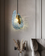 Art Glass Chandelier - Stunning Peacock Blue Design for Luxury Home Décor