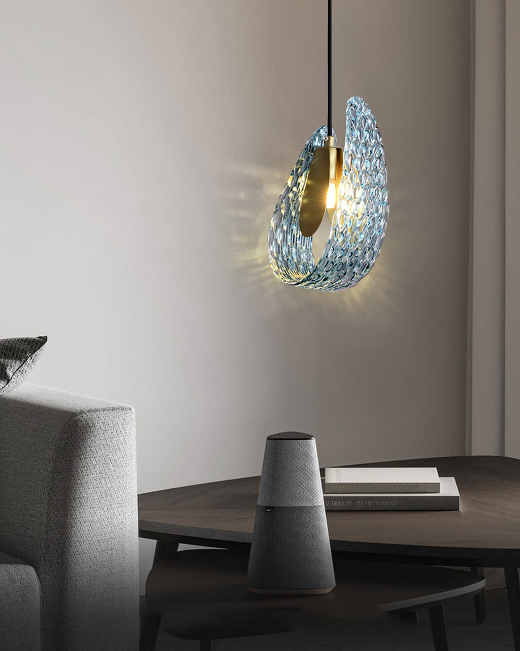 Art Glass Chandelier - Stunning Peacock Blue Design for Luxury Home Décor