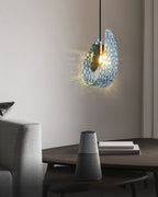 Art Glass Chandelier - Stunning Peacock Blue Design for Luxury Home Décor