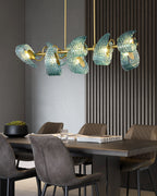 Art Glass Chandelier - Stunning Peacock Blue Design for Luxury Home Décor
