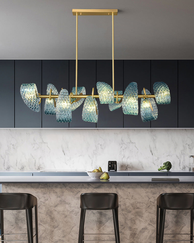 Art Glass Chandelier - Stunning Peacock Blue Design for Luxury Home Décor