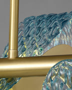 Art Glass Chandelier - Stunning Peacock Blue Design for Luxury Home Décor