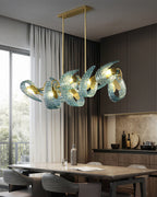 Art Glass Chandelier - Stunning Peacock Blue Design for Luxury Home Décor