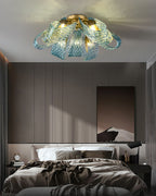 Art Glass Chandelier - Stunning Peacock Blue Design for Luxury Home Décor