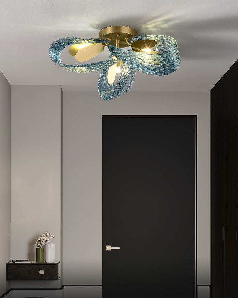 Art Glass Chandelier - Stunning Peacock Blue Design for Luxury Home Décor