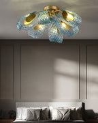 Art Glass Chandelier - Stunning Peacock Blue Design for Luxury Home Décor