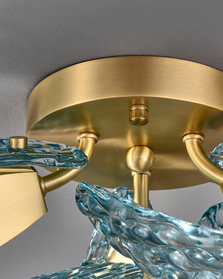 Art Glass Chandelier - Stunning Peacock Blue Design for Luxury Home Décor