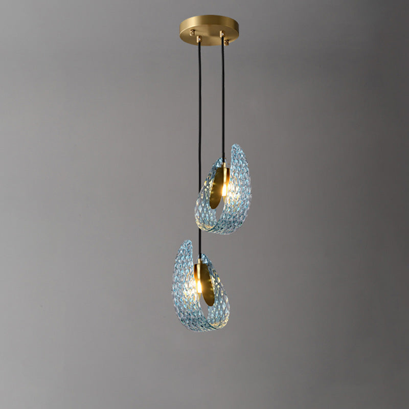 Art Glass Chandelier - Stunning Peacock Blue Design for Luxury Home Décor
