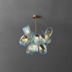 Art Glass Chandelier - Stunning Peacock Blue Design for Luxury Home Décor