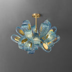 Art Glass Chandelier - Stunning Peacock Blue Design for Luxury Home Décor