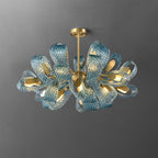 Art Glass Chandelier - Stunning Peacock Blue Design for Luxury Home Décor