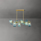 Art Glass Chandelier - Stunning Peacock Blue Design for Luxury Home Décor