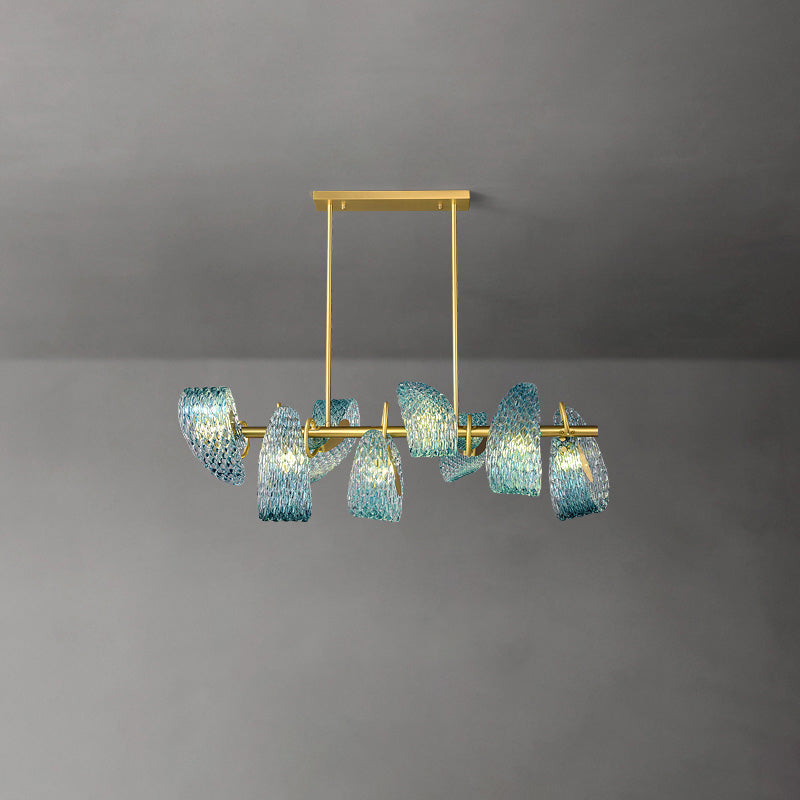 Art Glass Chandelier - Stunning Peacock Blue Design for Luxury Home Décor