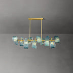 Art Glass Chandelier - Stunning Peacock Blue Design for Luxury Home Décor
