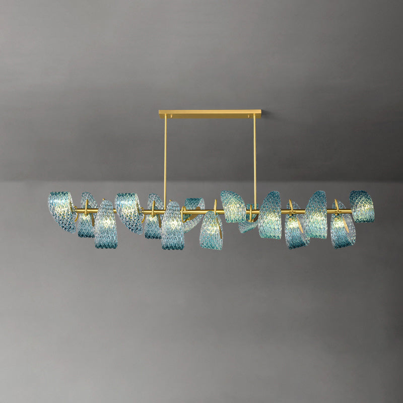 Art Glass Chandelier - Stunning Peacock Blue Design for Luxury Home Décor