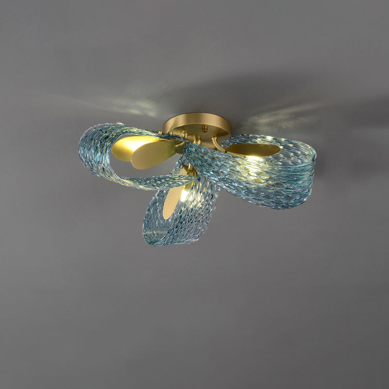 Art Glass Chandelier - Stunning Peacock Blue Design for Luxury Home Décor