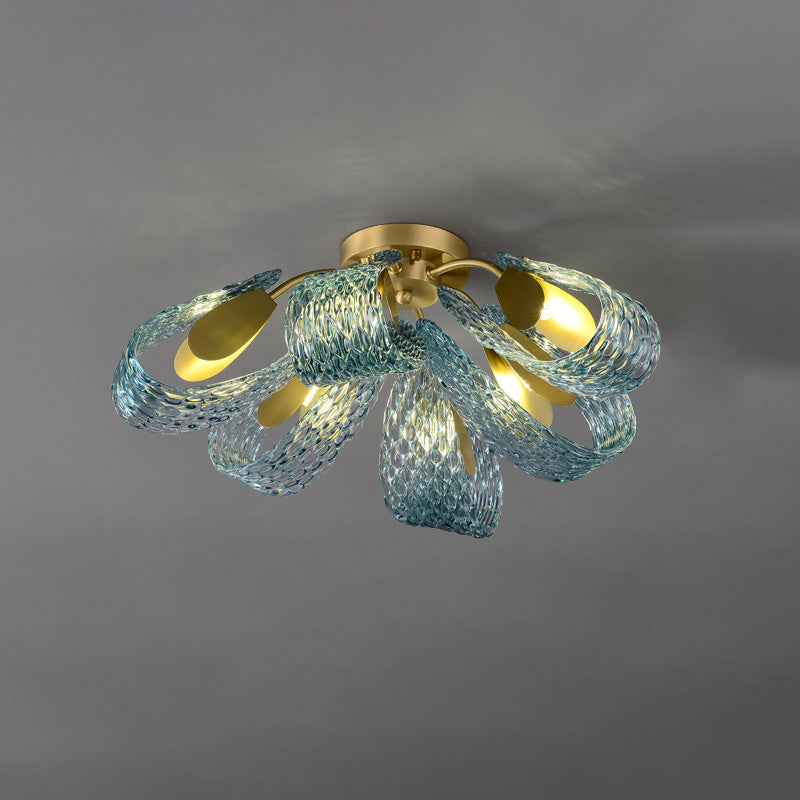 Art Glass Chandelier - Stunning Peacock Blue Design for Luxury Home Décor