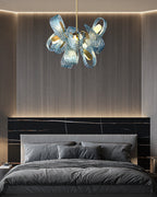 Art Glass Chandelier - Stunning Peacock Blue Design for Luxury Home Décor