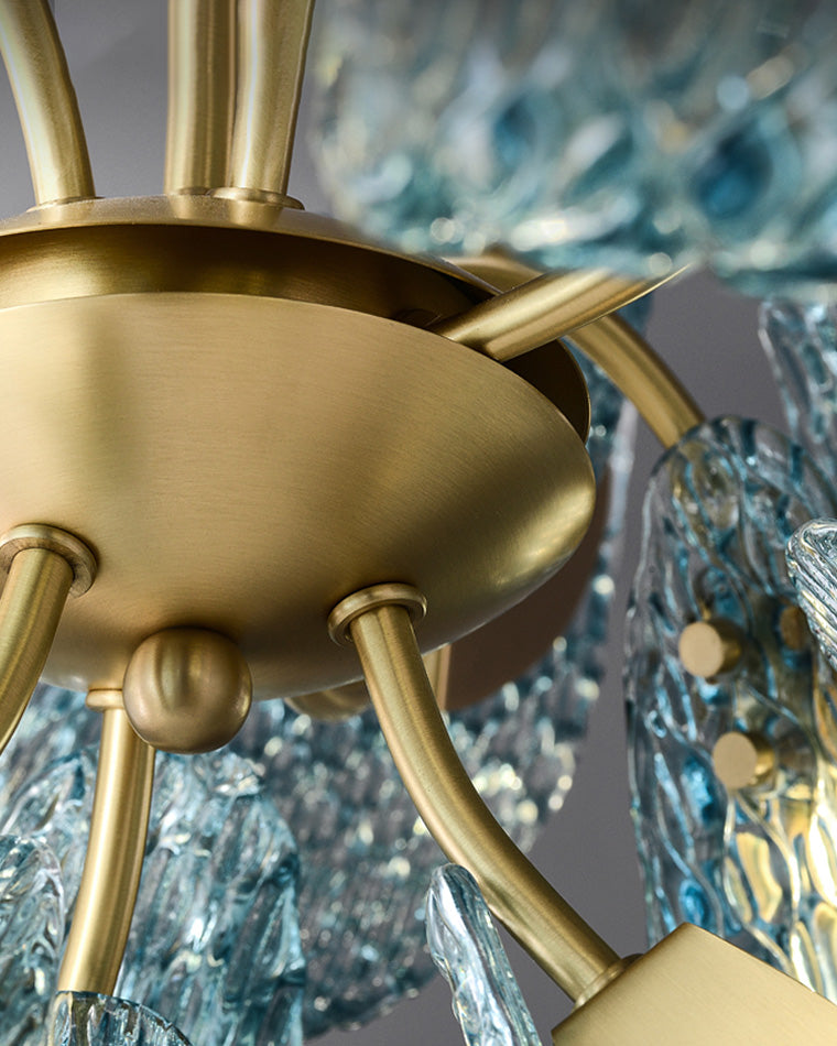 Art Glass Chandelier - Stunning Peacock Blue Design for Luxury Home Décor