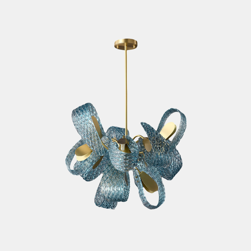 Art Glass Chandelier - Stunning Peacock Blue Design for Luxury Home Décor