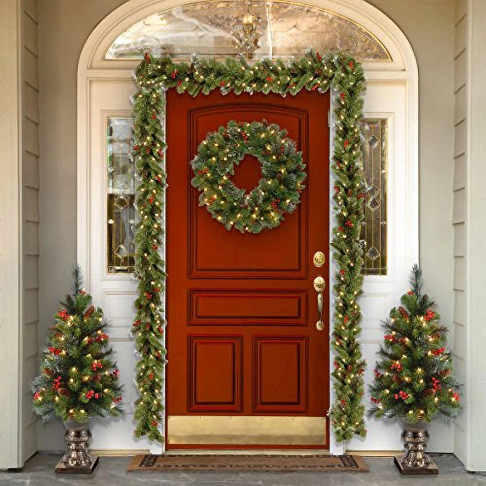 Artificial Christmas Wreath with Warm Lights – Festive Door Decor for Holidays 5