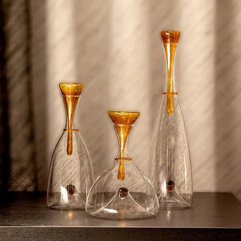Artisan Hand-Blown Glass Carafe – Stylish Dining Table Accent-Carafes-Unique Casa-Unique Casa
