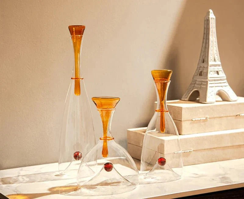 Artisan Hand-Blown Glass Carafe – Stylish Dining Table Accent-Carafes-Unique Casa-Unique Casa