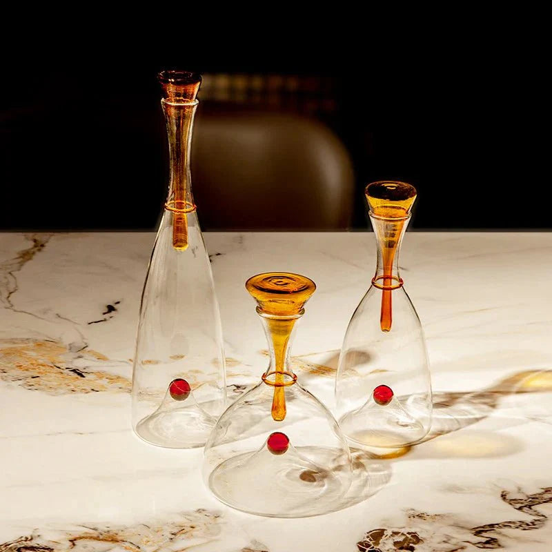 Artisan Hand-Blown Glass Carafe – Stylish Dining Table Accent-Carafes-Unique Casa-Unique Casa