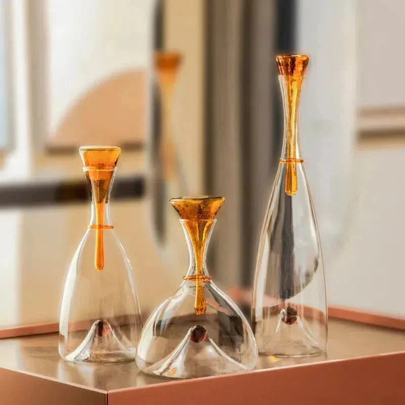 Artisan Hand-Blown Glass Carafe – Stylish Dining Table Accent-Carafes-Unique Casa-Unique Casa