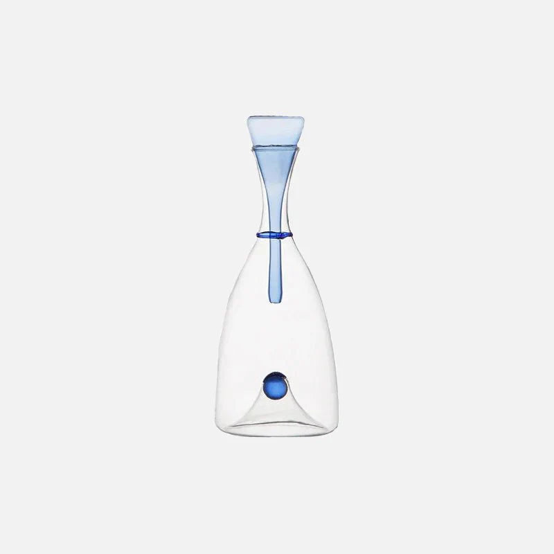 Artisan Hand-Blown Glass Carafe – Stylish Dining Table Accent-Carafes-Unique Casa-Bleu-Moyen-Unique Casa