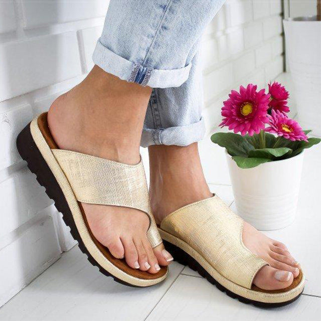 Orthopedic Sandals For Women With Bunion Relief Comfortable Supportive Footwear-Women Sandals Slides Summer-Unique Casa-Gold-4 [EU35]-Unique Casa