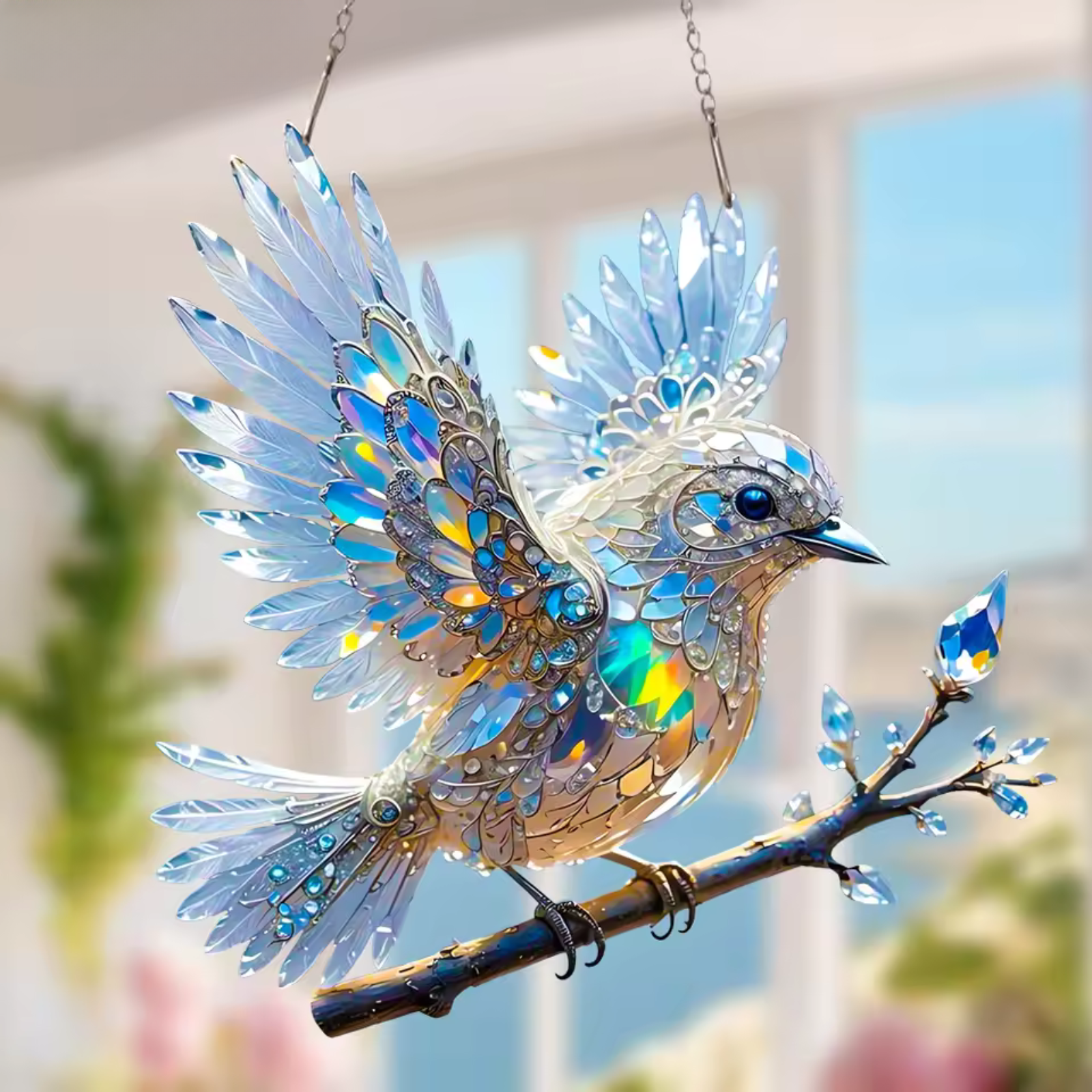 Bird Sculpture - Artistic Metal & Glass Design for Stylish Home Accents