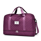 Carry-On Lightweight Travel Bag - Quilted Design with Shoe & Wet Compartment
