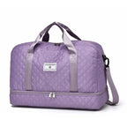 Carry-On Lightweight Travel Bag - Quilted Design with Shoe & Wet Compartment