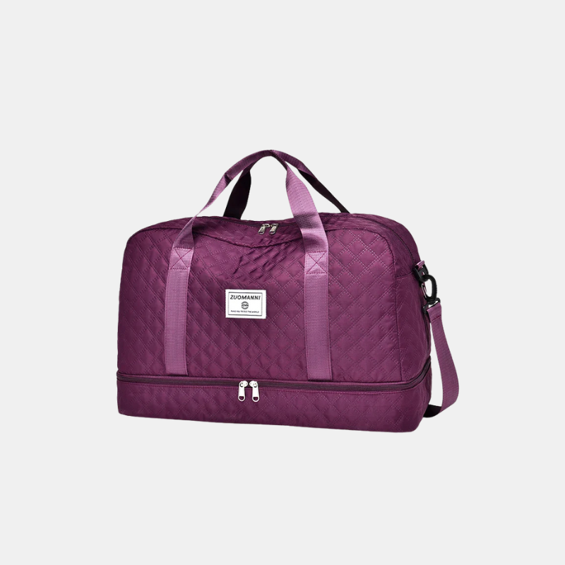 Carry-On Lightweight Travel Bag - Quilted Design with Shoe & Wet Compartment