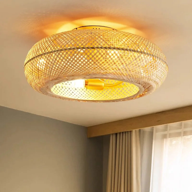 Ceiling Fan with Lights – Elegant Bamboo Design for Living Room & Bedroom 2