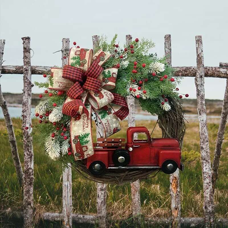 Christmas Door Wreath - Elegant Holiday Flower Ring for Festive Decor 1