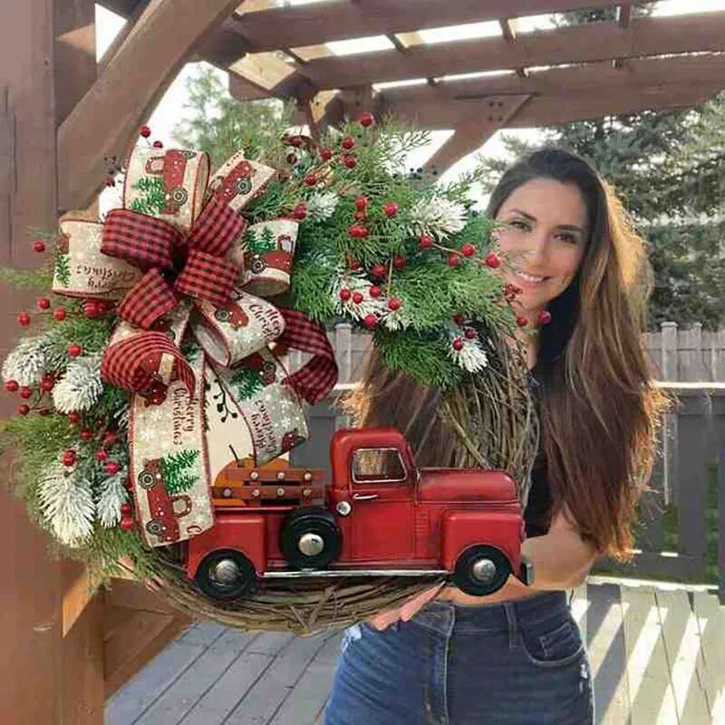 Christmas Door Wreath - Elegant Holiday Flower Ring for Festive Decor 2